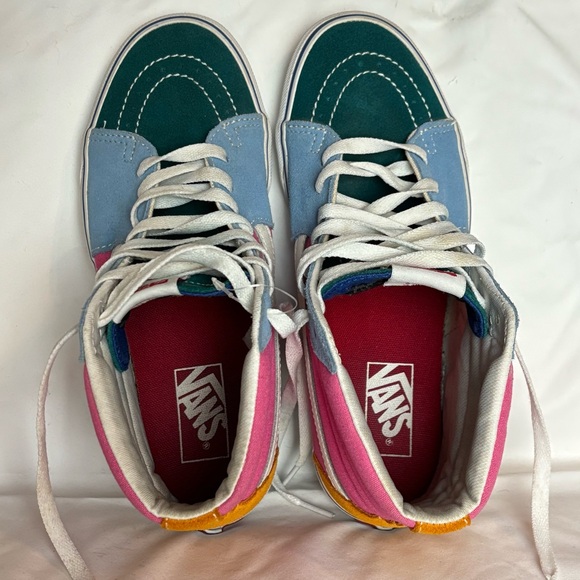 VANS SK8-Hi Top Suede Skater Shoe - Bright Colorblock Men 7 Women 8.5 - Picture 10 of 13